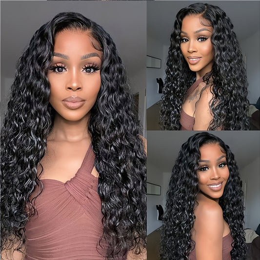 Water Wave 13×4 Transparent Lace Virgin Human Hair Wigs